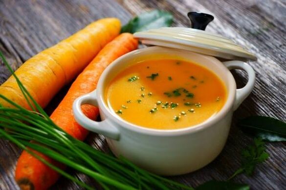 Potato and carrot soup puree in the menu of a mild diet for gastritis